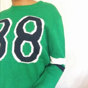 VINTAGE GREEN KNIT SWEATER JERSEY WITH NUMBER 38